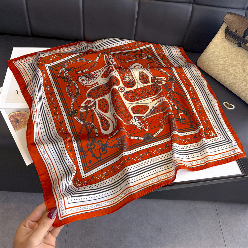 新しいバンダナデザイナーシルクスクエアスカーフ女性サテンショ - Scarf Silk Square のレビューと価格
