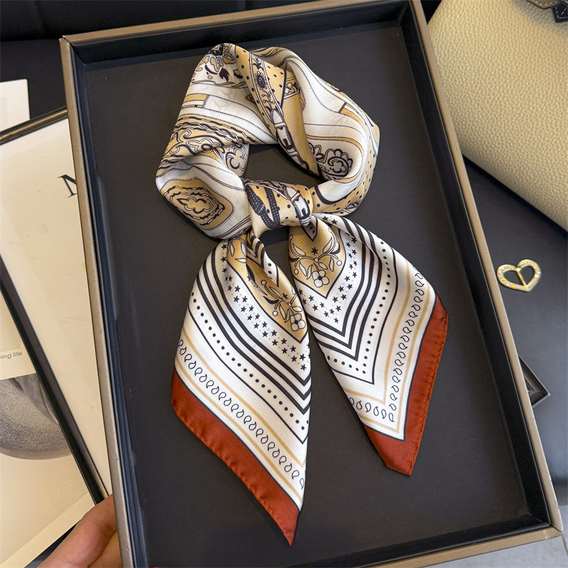 新しいバンダナデザイナーシルクスクエアスカーフ女性サテンショ - Scarf Silk Square のレビューと価格