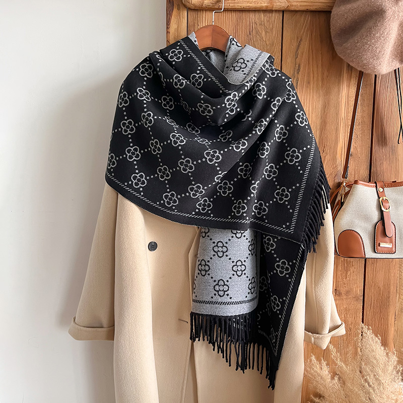 ブランド ジャカード デザイン 冬 両面スカーフ カシミア  - Woven Scarf Blanket のレビューと価格